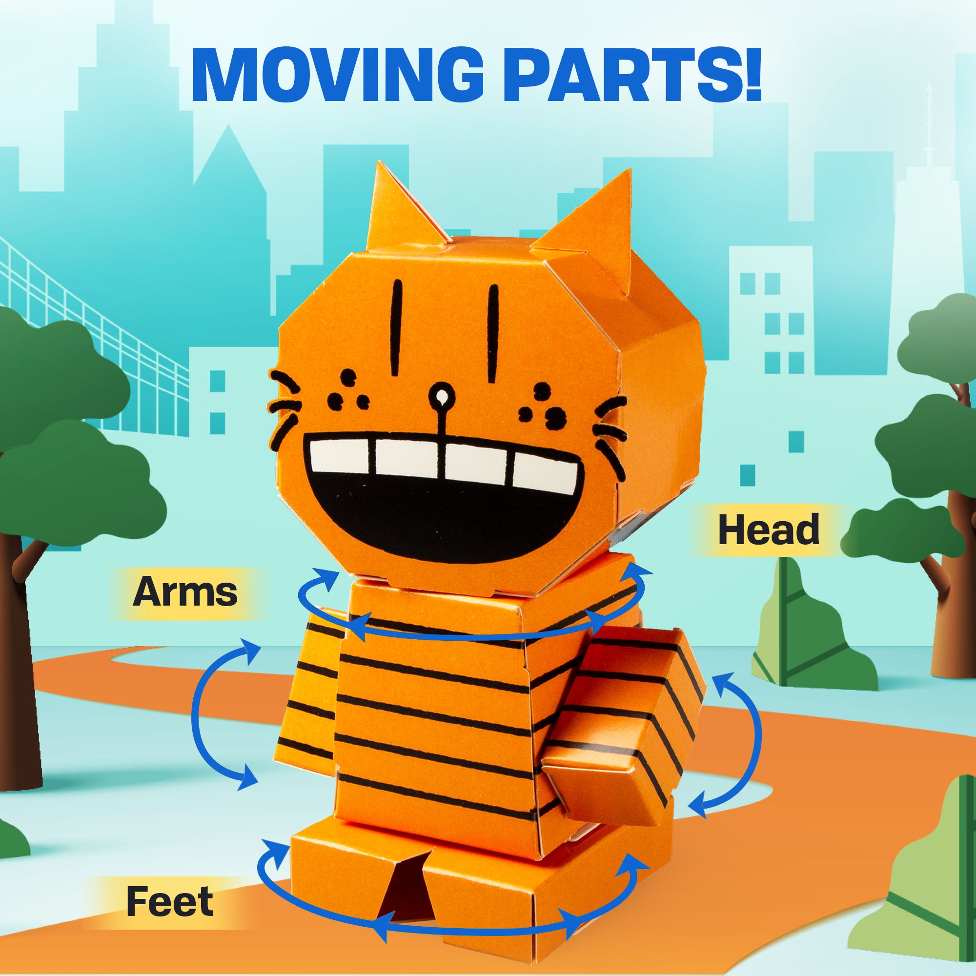 Petey from the Dog Man series CUBLES moveable parts diagram showing poseable joints