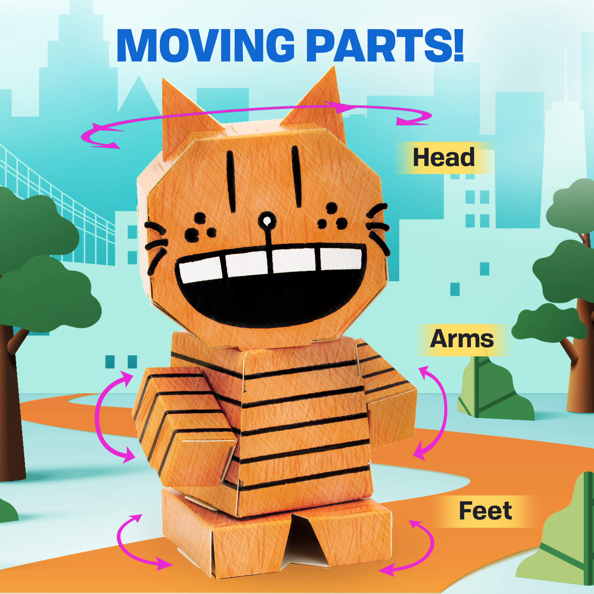 Color Me - Petey from Dave Pilkey's Dog Man Series CUBLES moveable parts diagram showing poseable joints