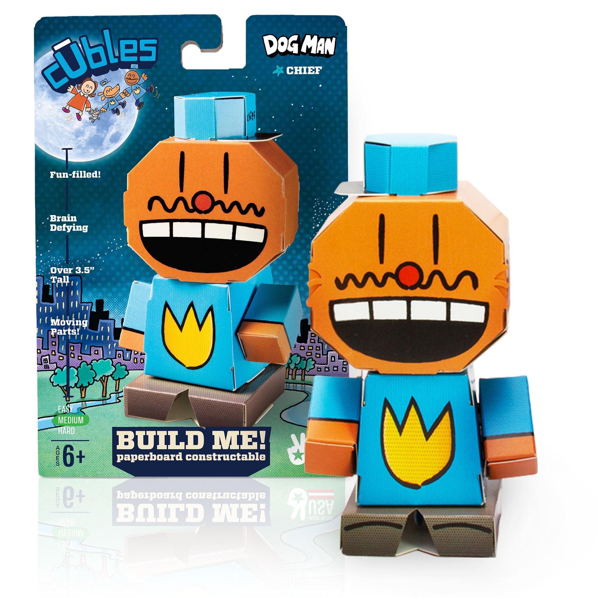 Chief from the Dog Man series CUBLES buildable figure product shot