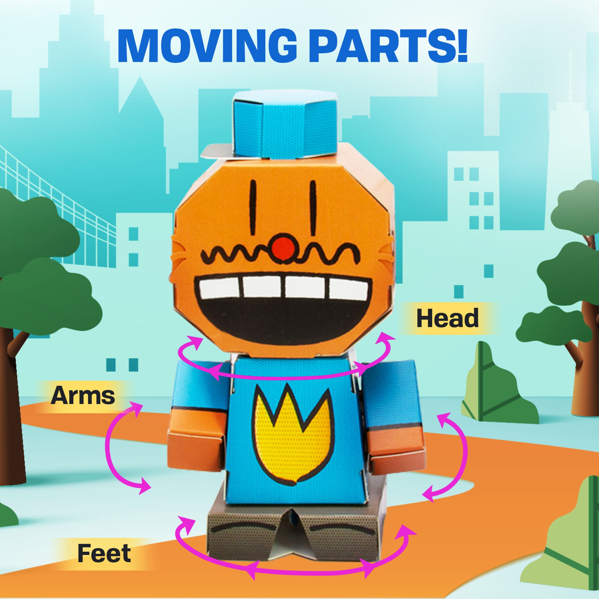 Chief from the Dog Man series CUBLES moveable parts diagram showing poseable joints