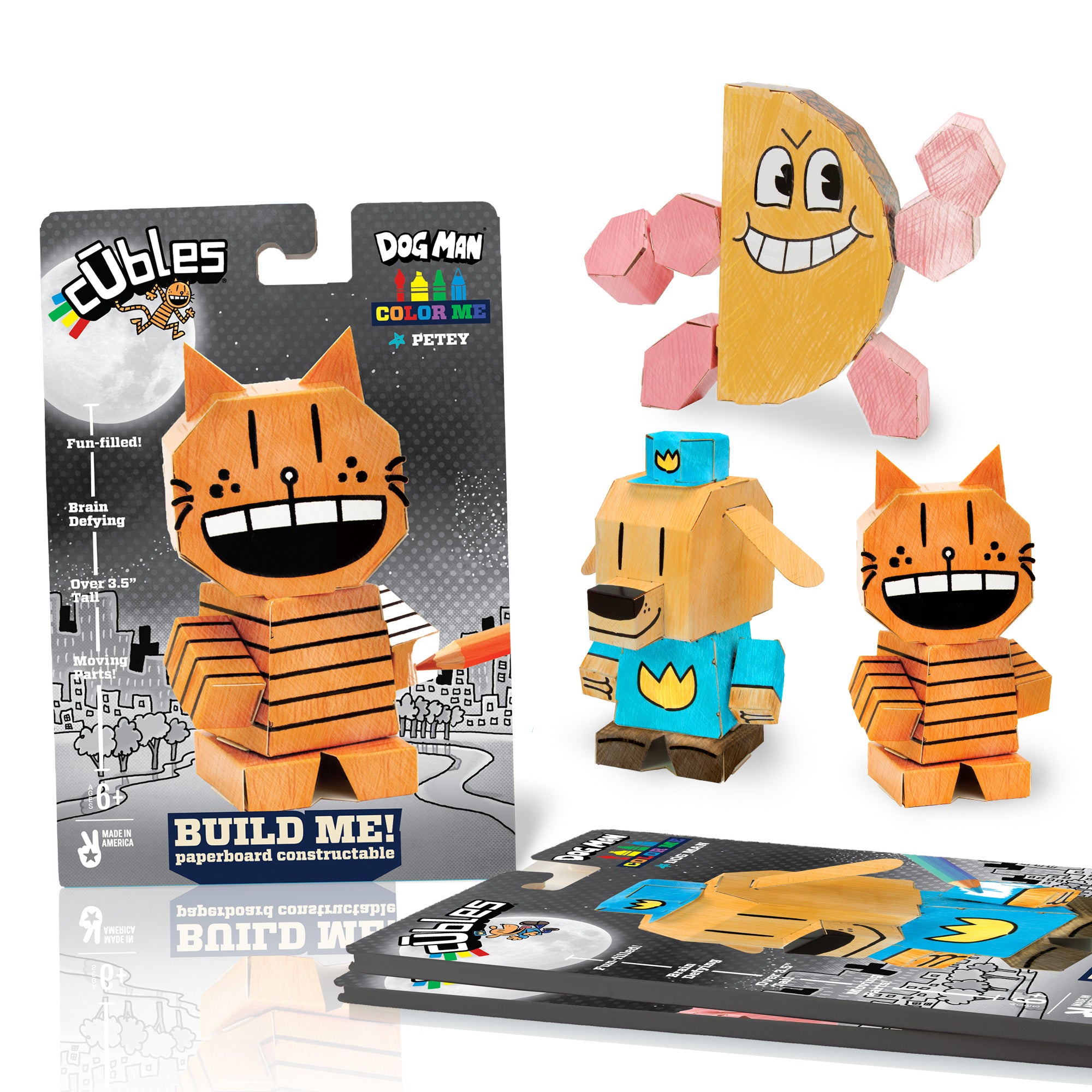 Dog Man Color Me Set (Dog Man, Petey, Philly) CUBLES buildable figure product shot