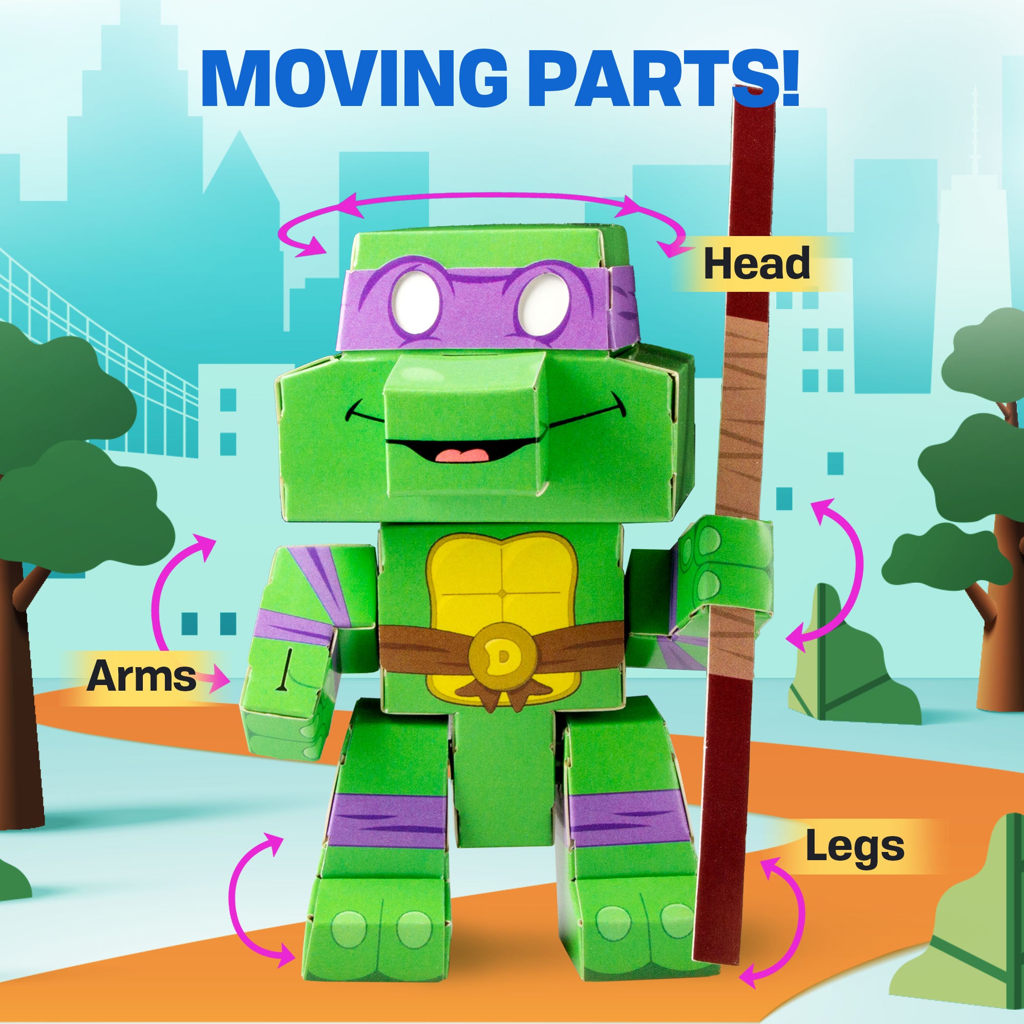 Teenage Mutant Ninja Turtles Donatello - Advanced CUBLES moveable parts diagram showing poseable joints