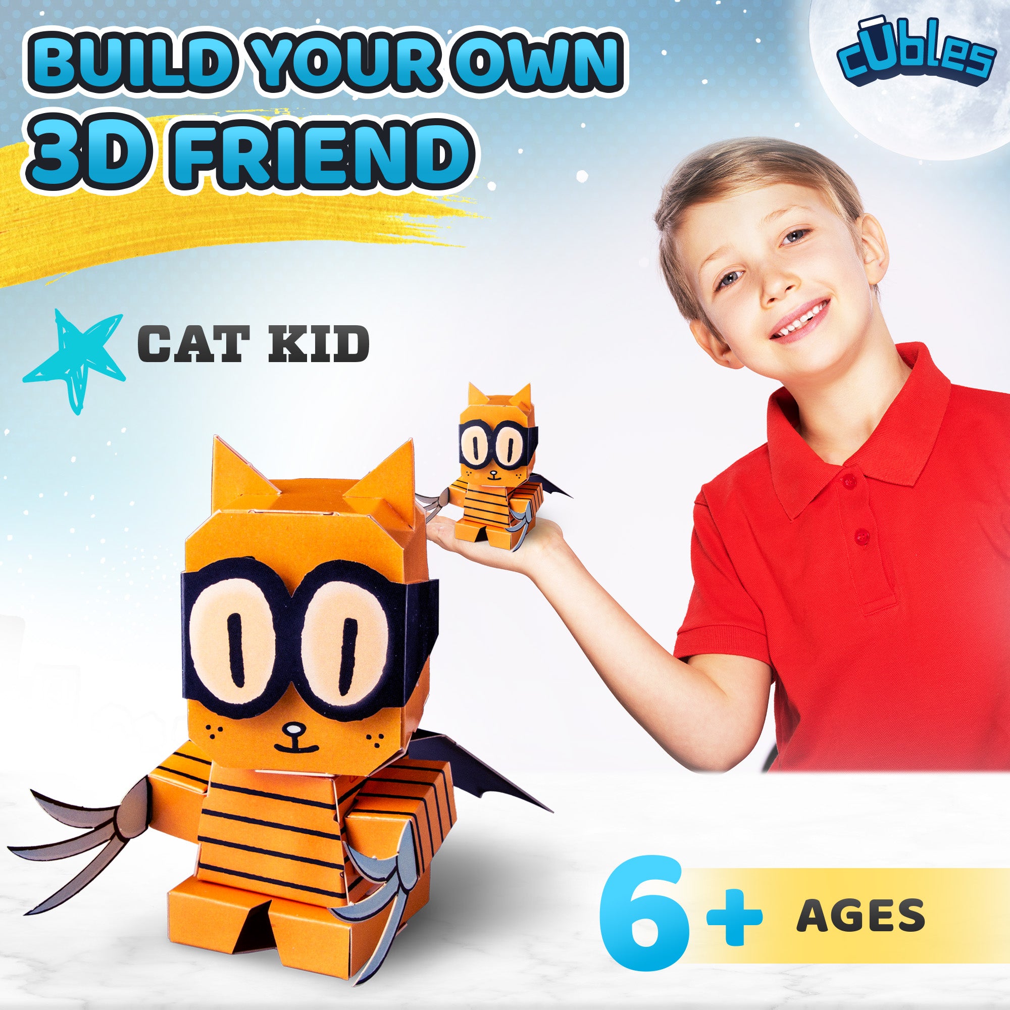 Cat Kid CUBLES product packaging flat-pack design