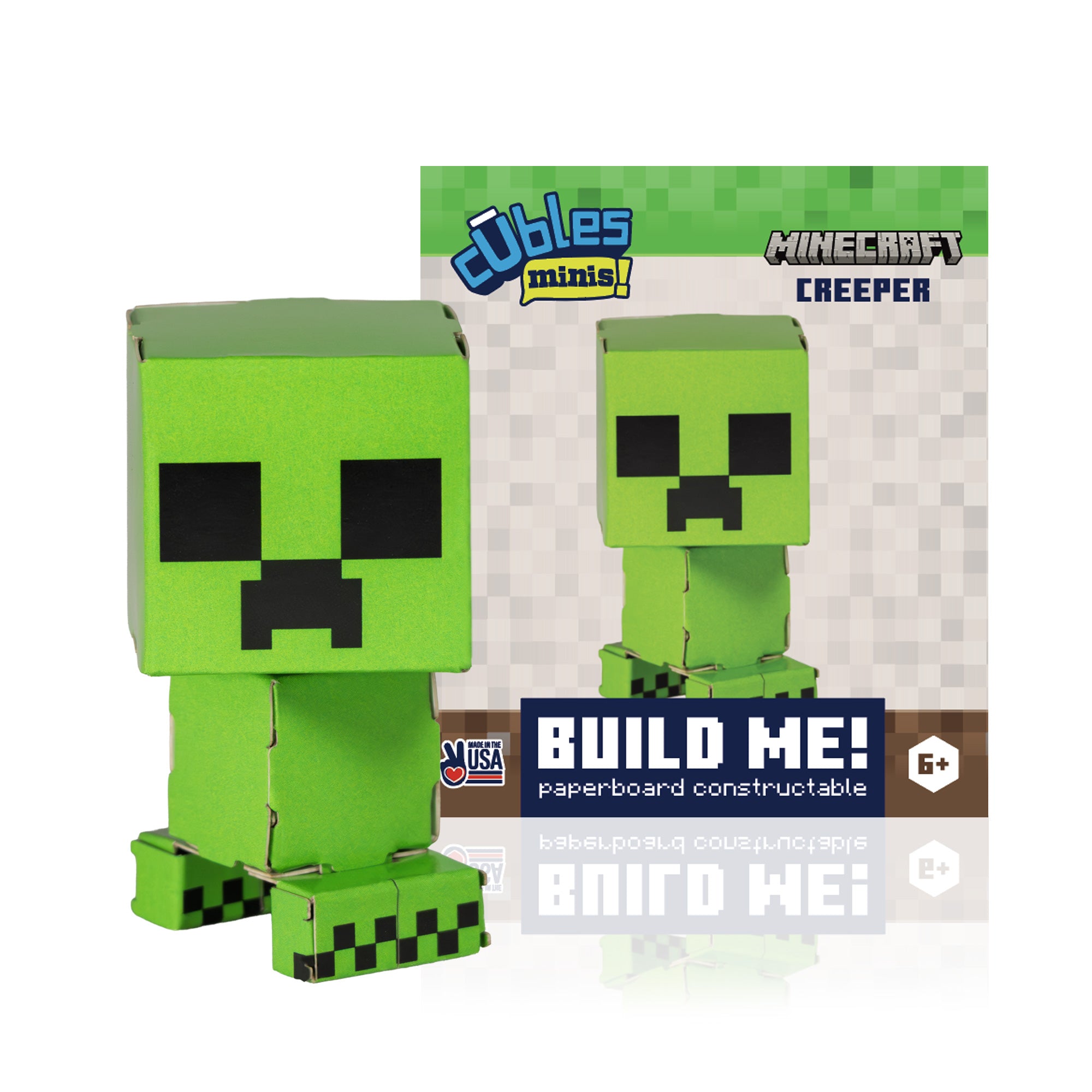 Minecraft Creeper Cuble Mini CUBLES paperboard character fully assembled and posed
