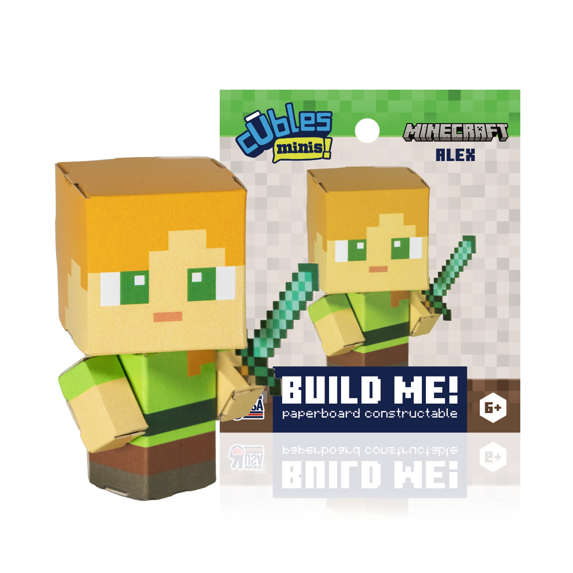 Minecraft Alex Cuble Mini CUBLES paperboard character fully assembled and posed