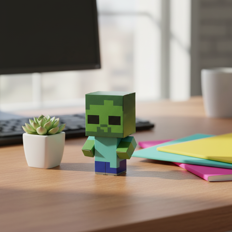 Minecraft Zombie Cuble Mini CUBLES product packaging flat-pack design
