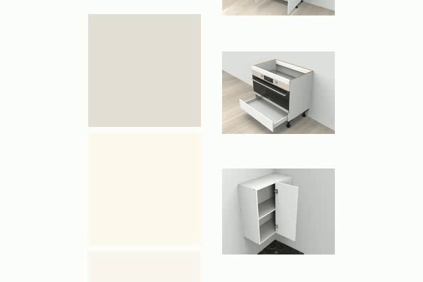 Animated showcase of custom cabinet colour selections.