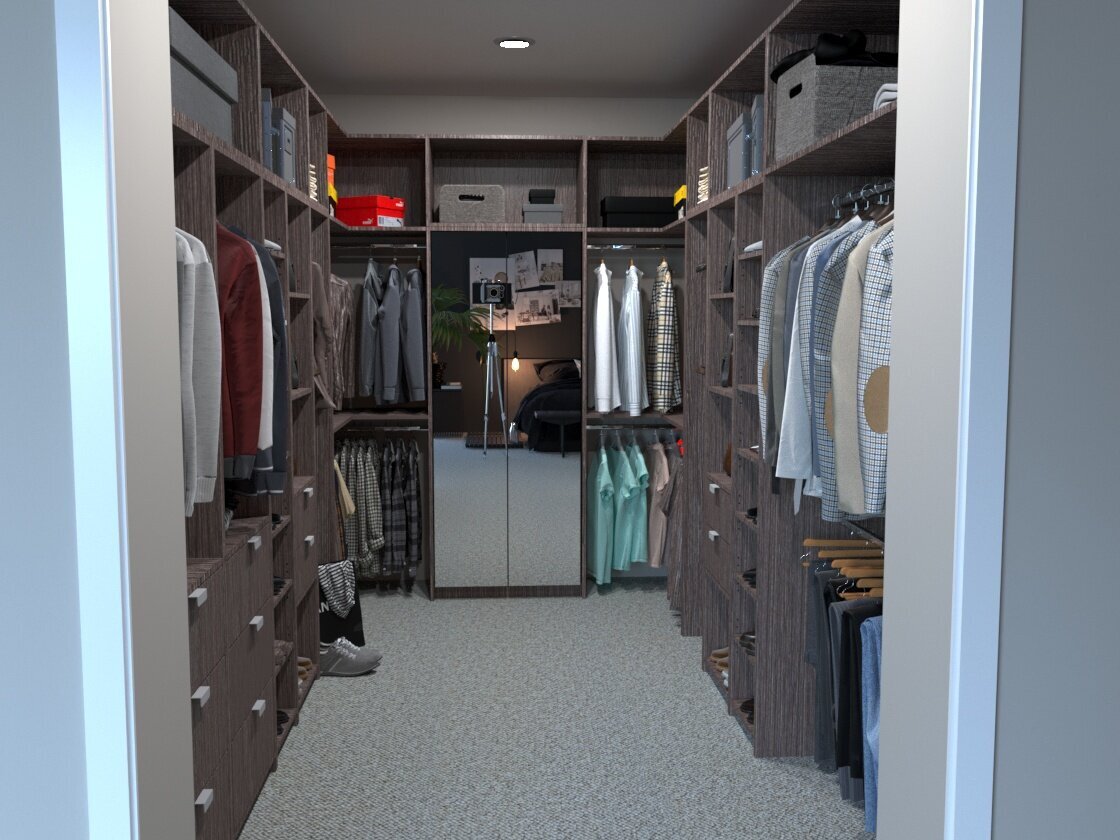 Walk-in Robes Croydon Design - Spacious U-shaped walk-in wardrobe