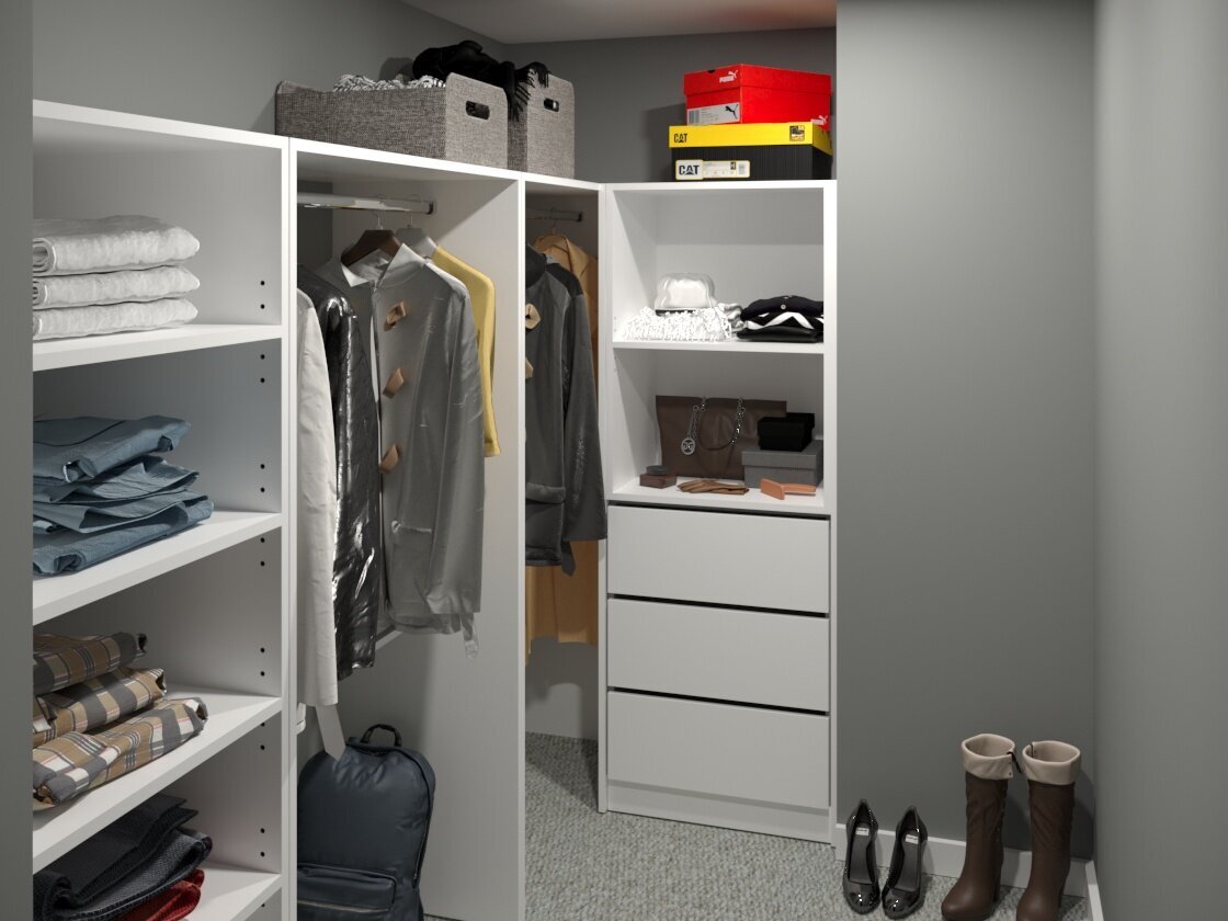 Walk-in Robes Boxhill Design - L-shaped walk-in wardrobe design