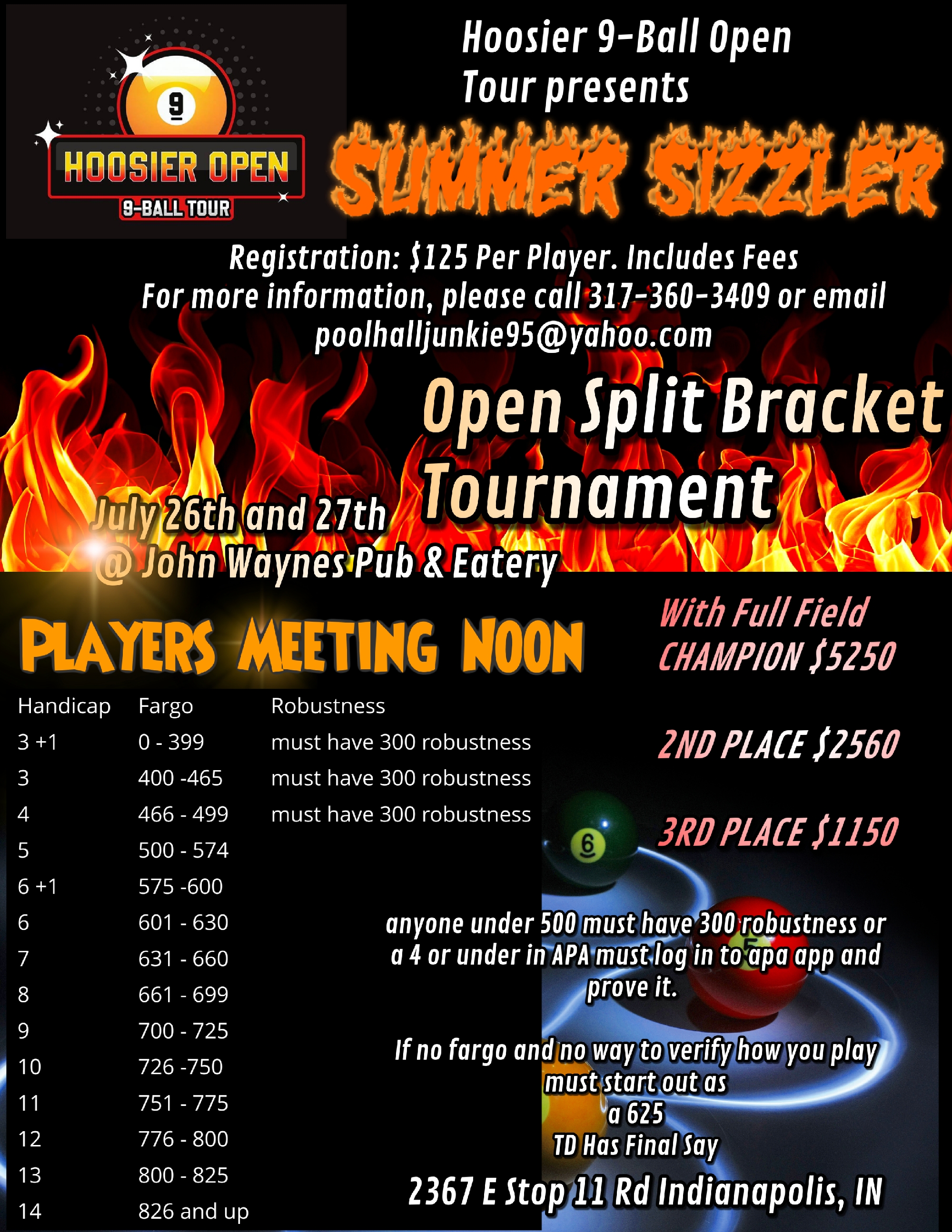 Click to enlarge Summer Sizzler Split Bracket flyer