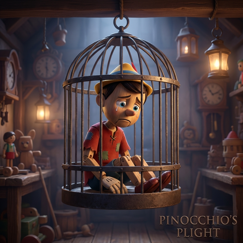 Pinocchio: The Echo of a Wooden Heart - Scene 5: Pinocchio performed wonderfully on stage. But afterward, the puppeteer Stromboli locked him…