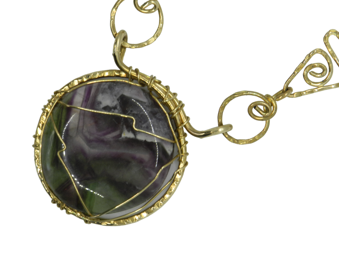 Green Fluorite Brass Pendant