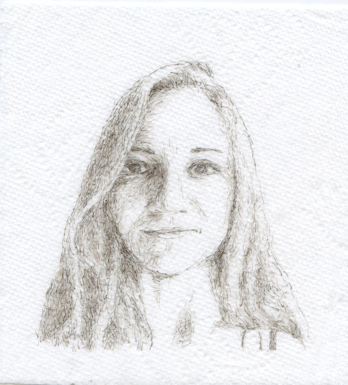 Spare a Square for Unibrow Care #5 (2019-2023), 4″x 4.5″, one square of toilet paper, glue, eyebrow hairs