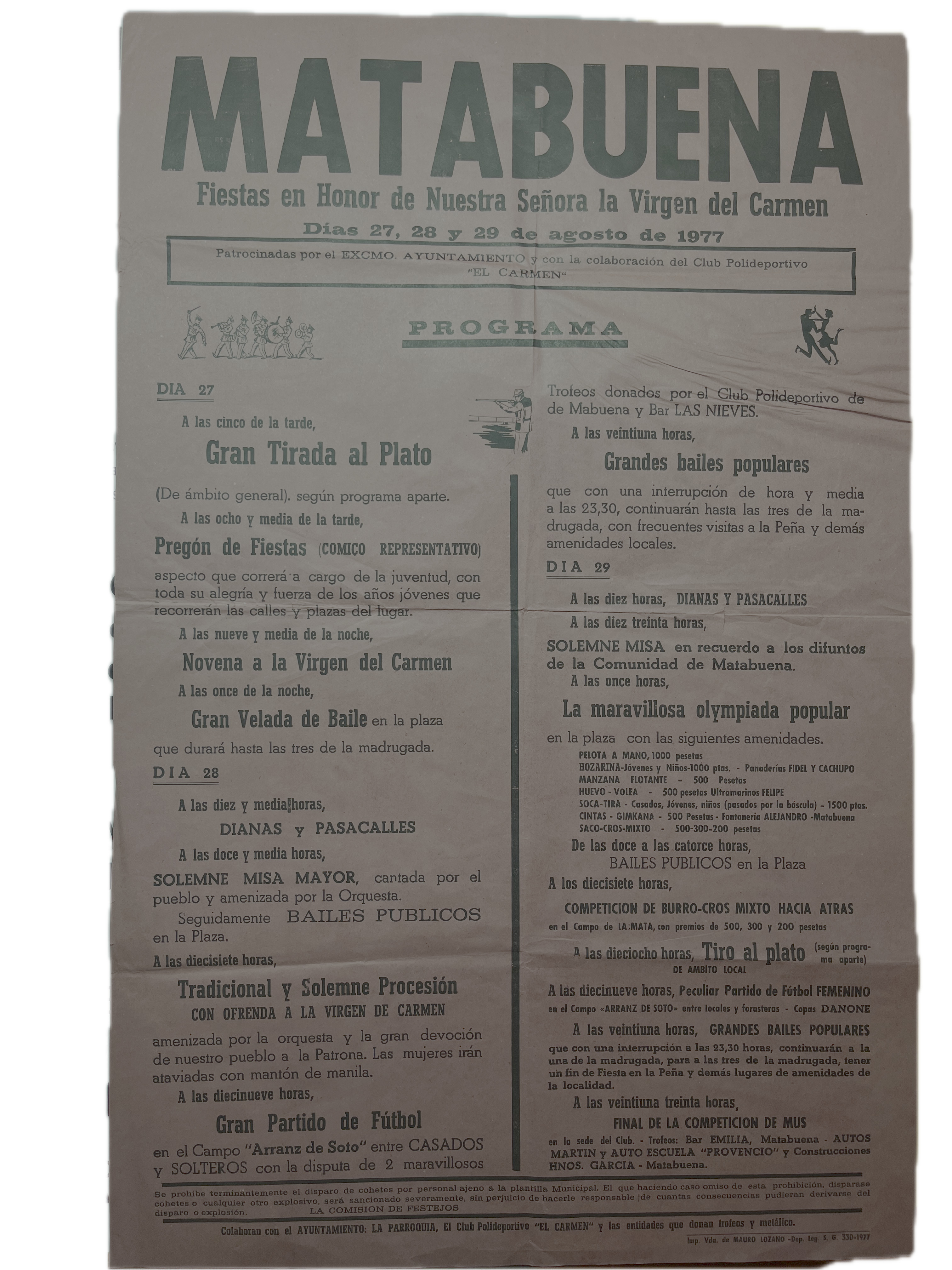 Matabuena Fiestas en honor de Nuestra excelsa Patrona la Santísima Virgen del Carmen