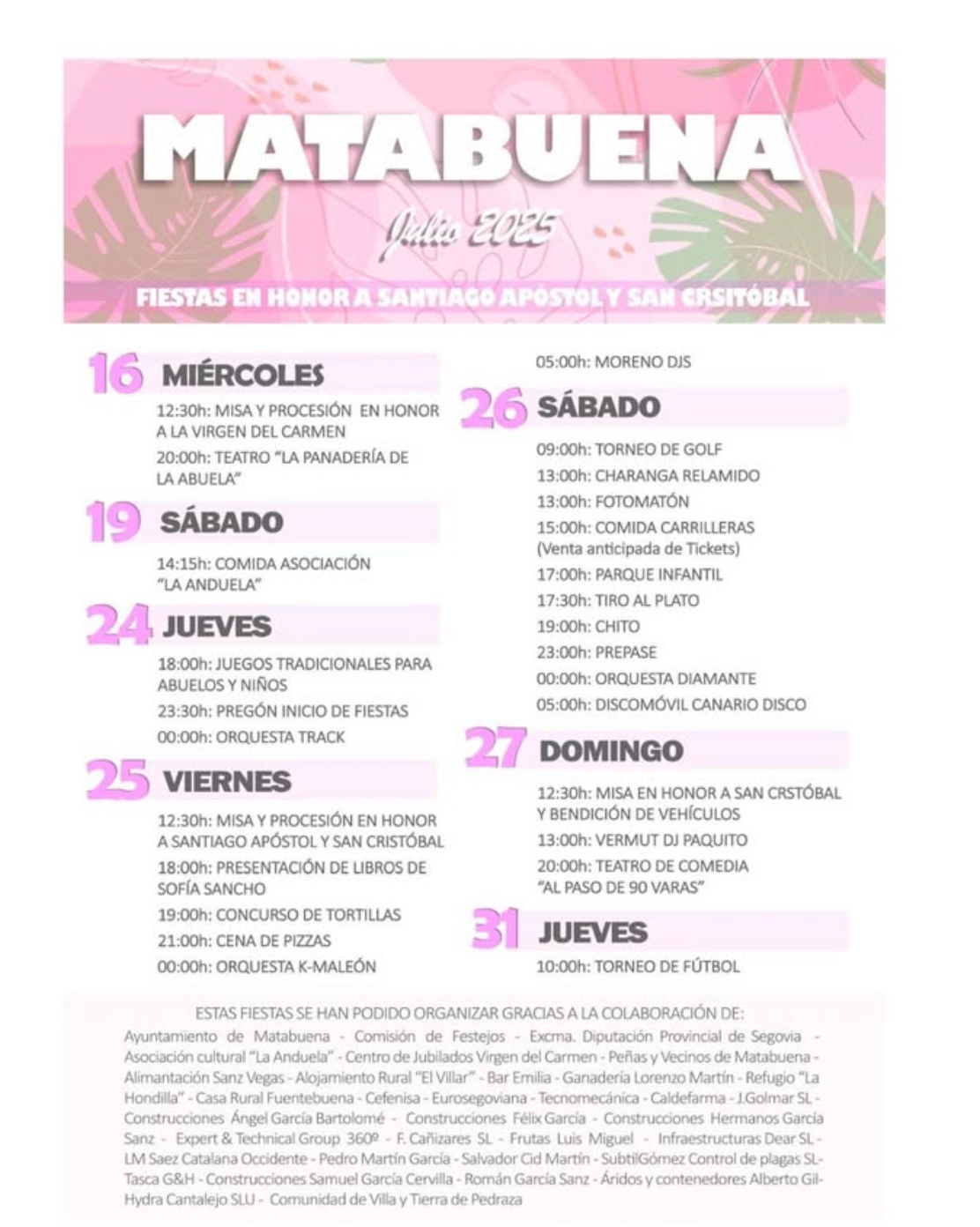 FIESTAS EN HONOR A SANTIAGO APÓSTOL Y SAN CRISTÓBAL