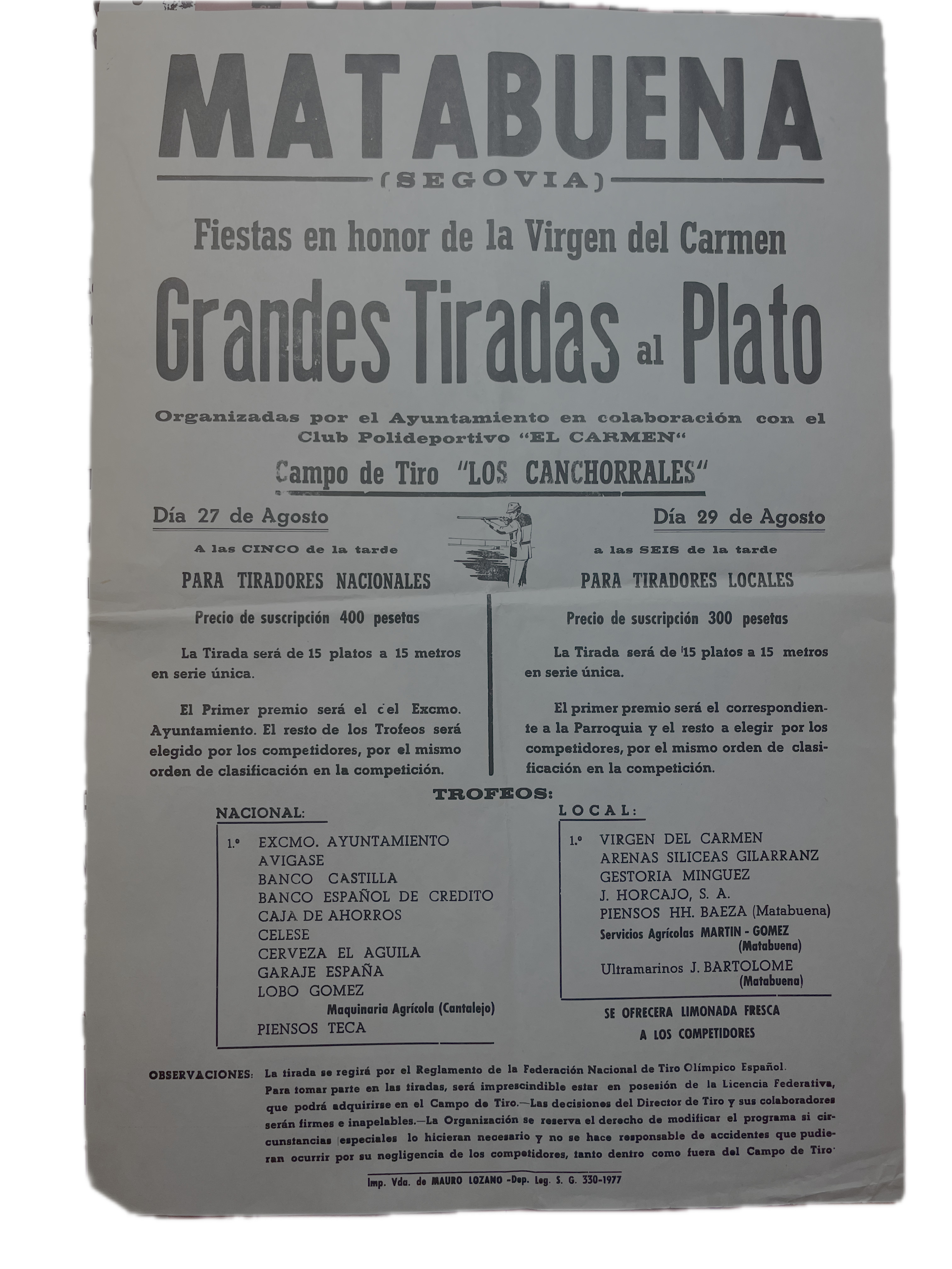 MATABUENA (Segovia) Grandes Tiradas al Plato (Fiestas en honor de la Virgen del Carmen)