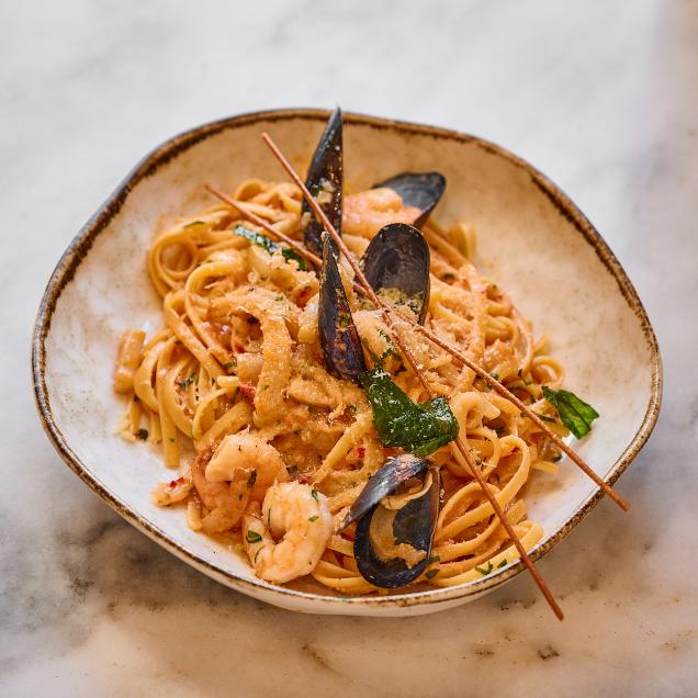 Pink Seafood Linguini