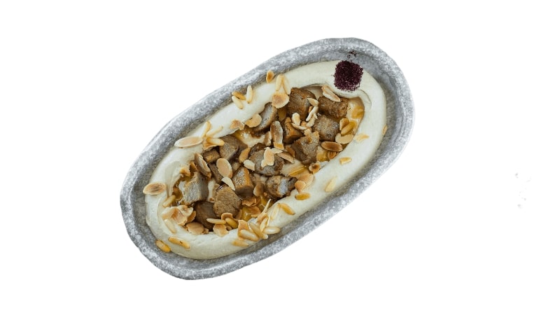 Hummus with Meat and Pine Nuts