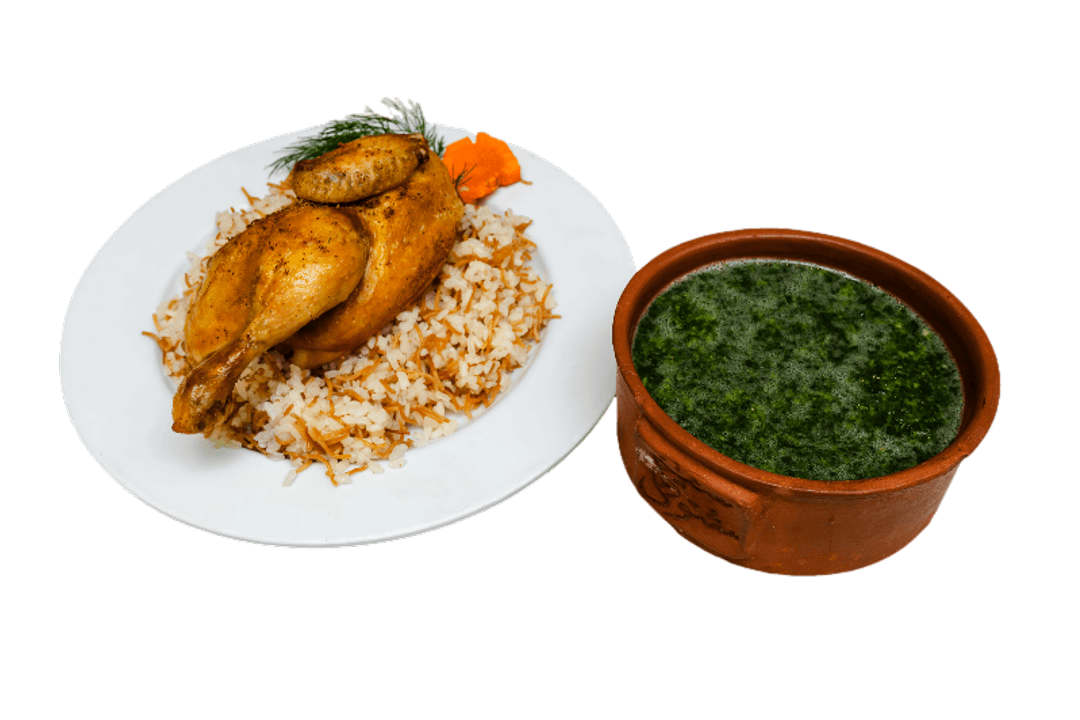 Molokheya with Half Fried Chicken
