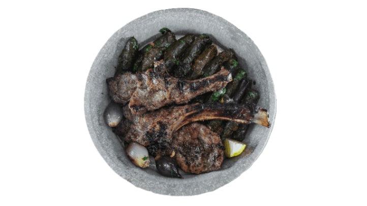 Grape Leaves with Veal Chops