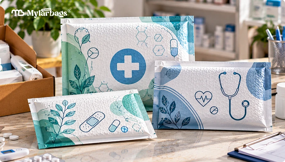 Health, Pharma, and Small Medical Supplies with bubble mailer