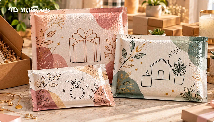 Jewelry, Gifts, and Small Home Goods with bubble mailer