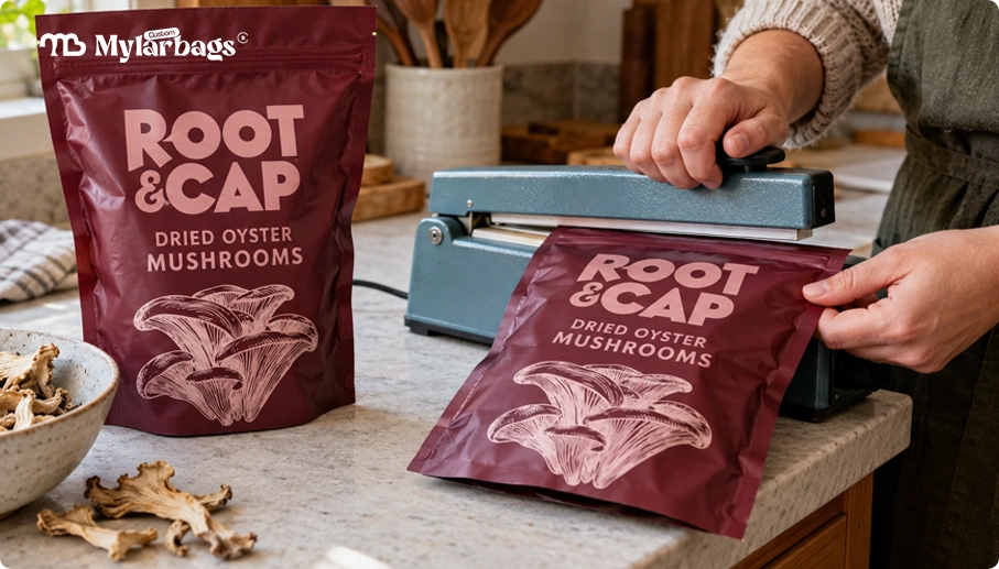 The Process of Storing Dried Mushrooms in Mylar Bags