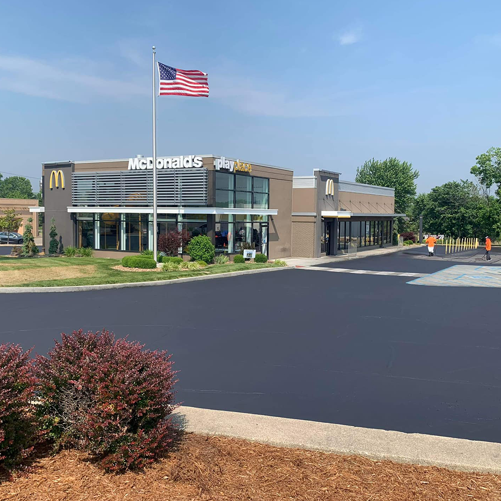 Commercial Asphalt Fast Food Parking Lot