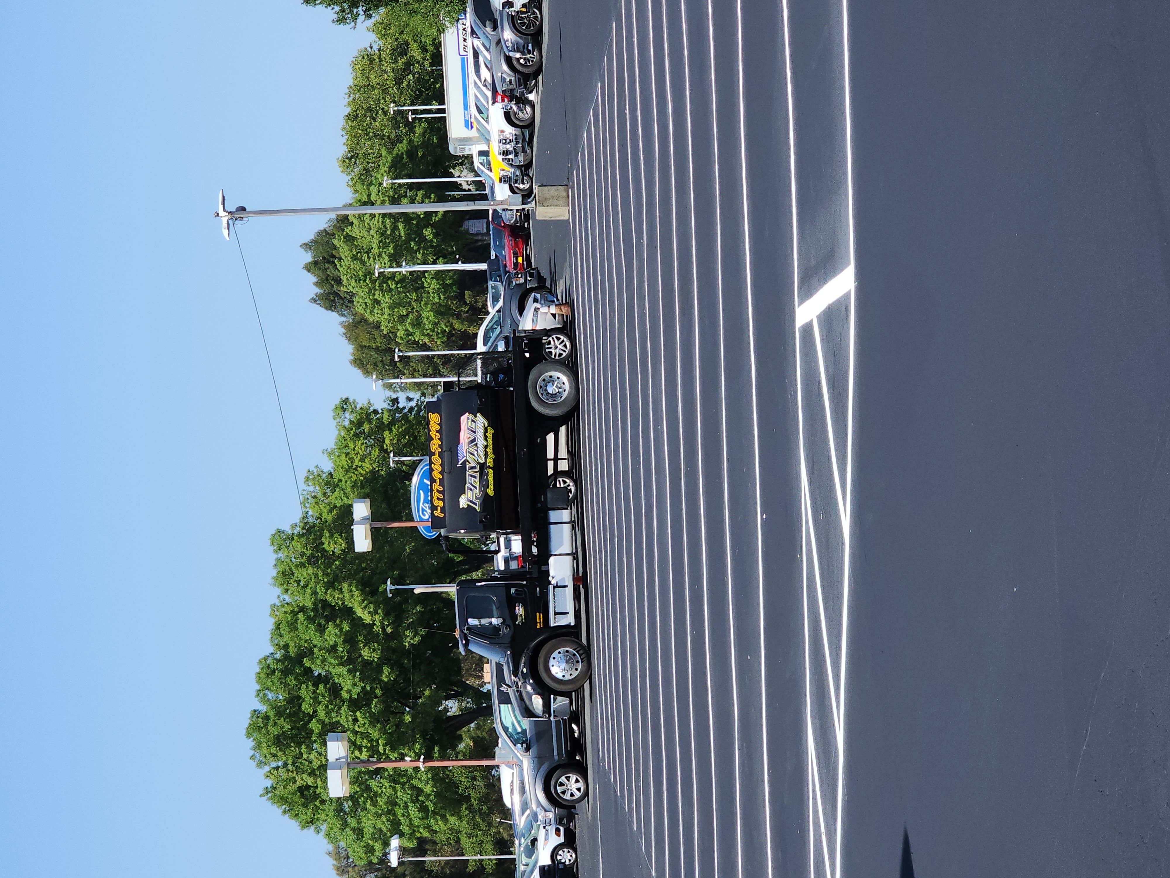 Asphalt parking lot and truck