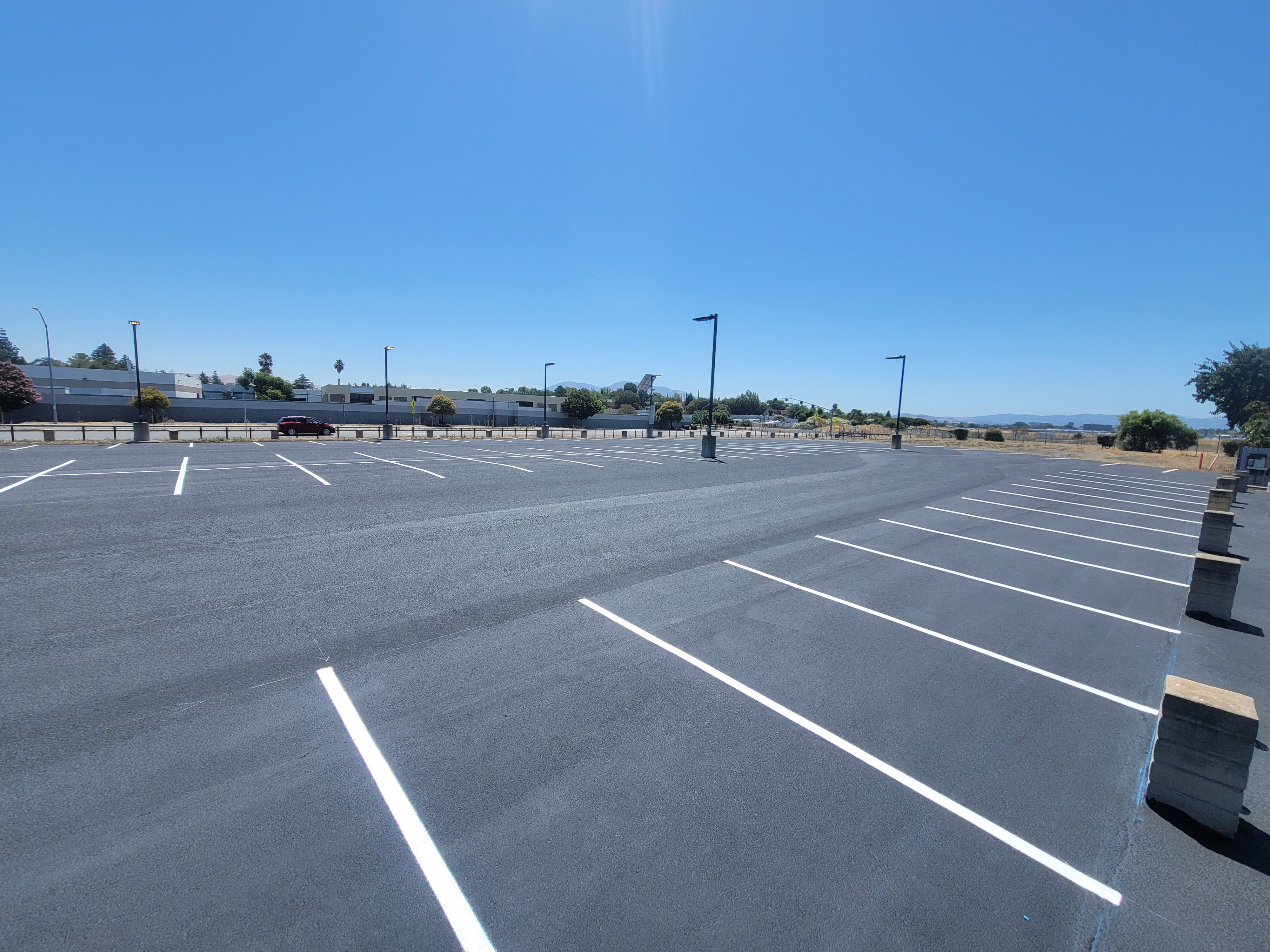 Large asphalt parking lot