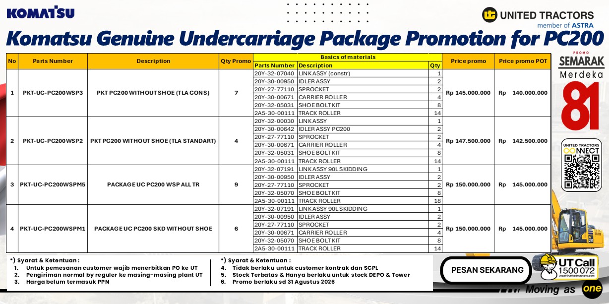 Komatsu Genuine Undercarriage Package Promotion for PC200's thumbnail