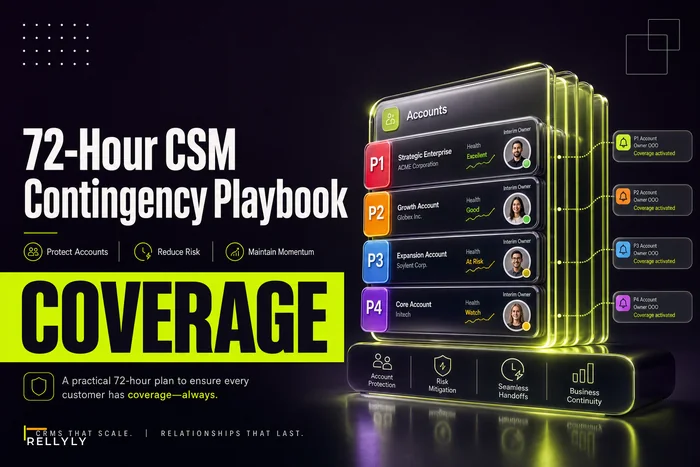 72‑hour CSM contingency playbook: priority triage, client notices and interim ownership rules