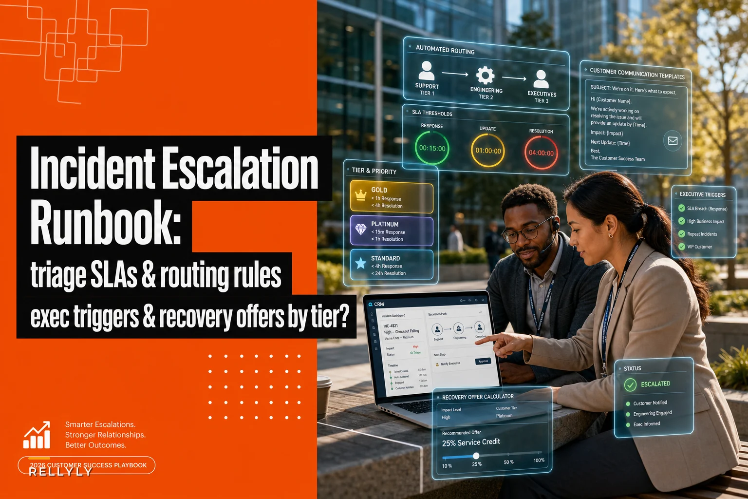 Incident escalation runbook for high‑value customers: triage SLAs, exec triggers and recovery offers by tier