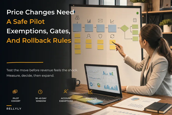 Pricing change operating model: pilot design, account exemptions and rollback criteria for safe price moves