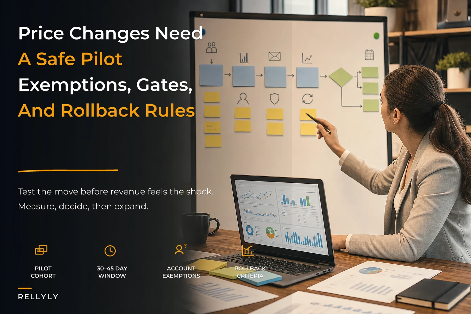 Pricing change operating model: pilot design, account exemptions and rollback criteria for safe price moves