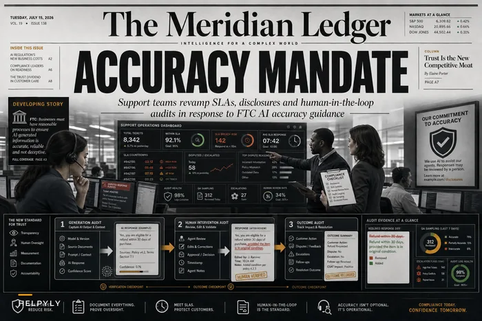 After the FTC's AI accuracy guidance: how support teams should update SLAs, disclosures and audit trails