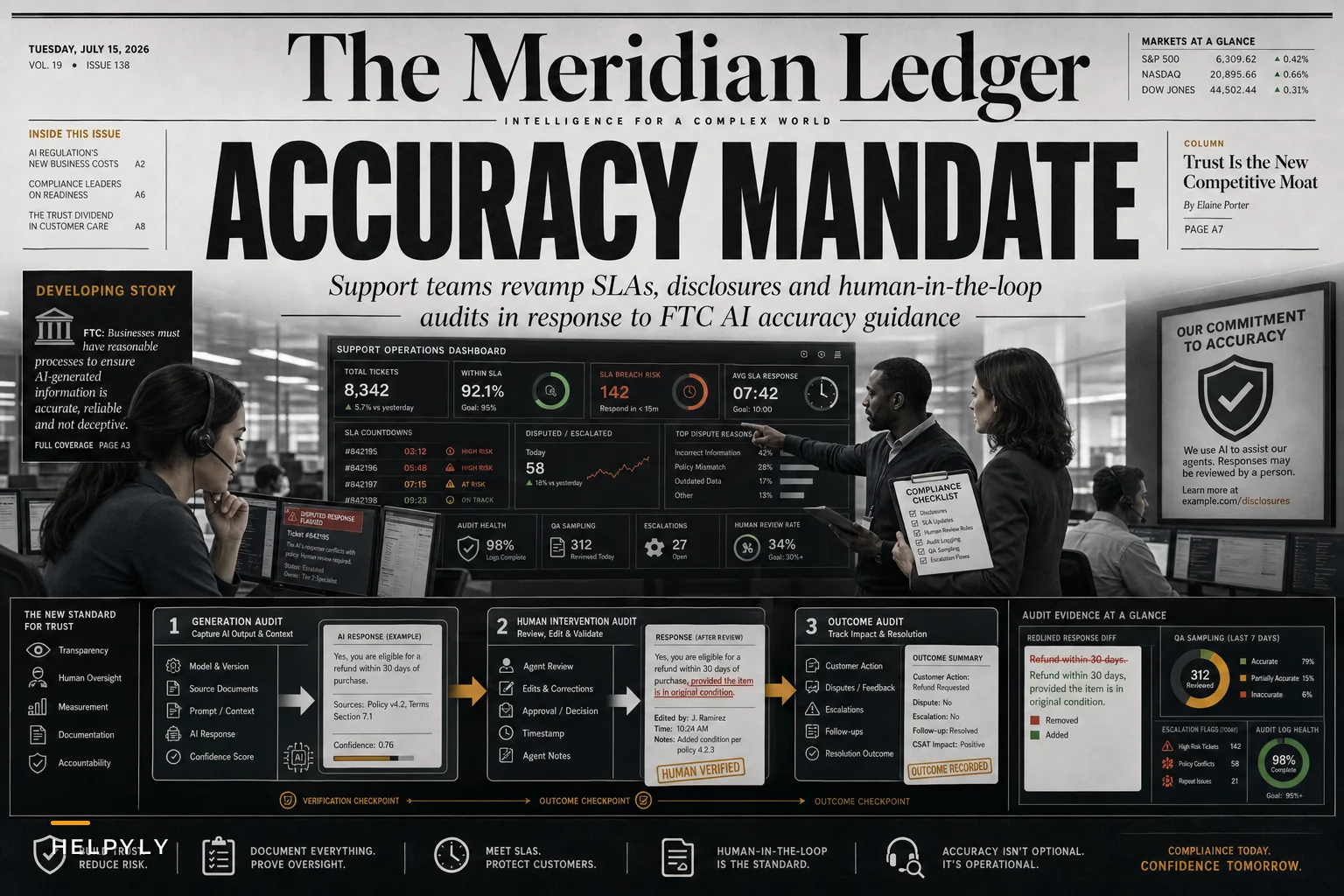 After the FTC's AI accuracy guidance: how support teams should update SLAs, disclosures and audit trails