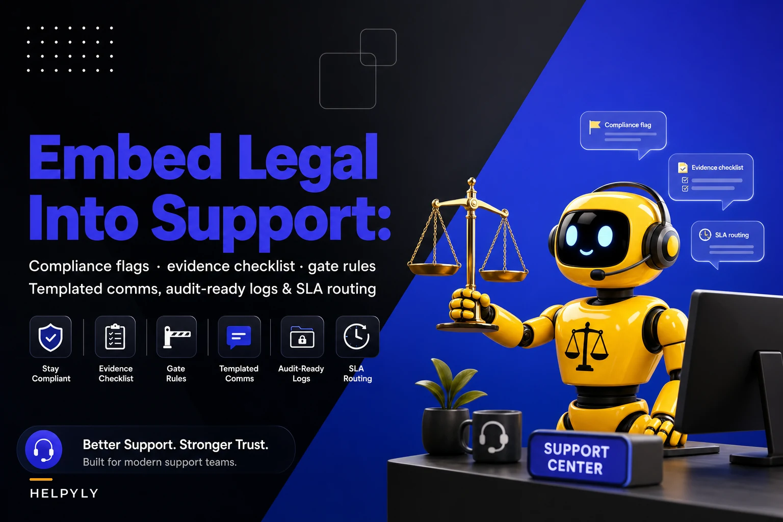 Embed legal review into support workflows: compliance flags, evidence requirements and automated handoff gates