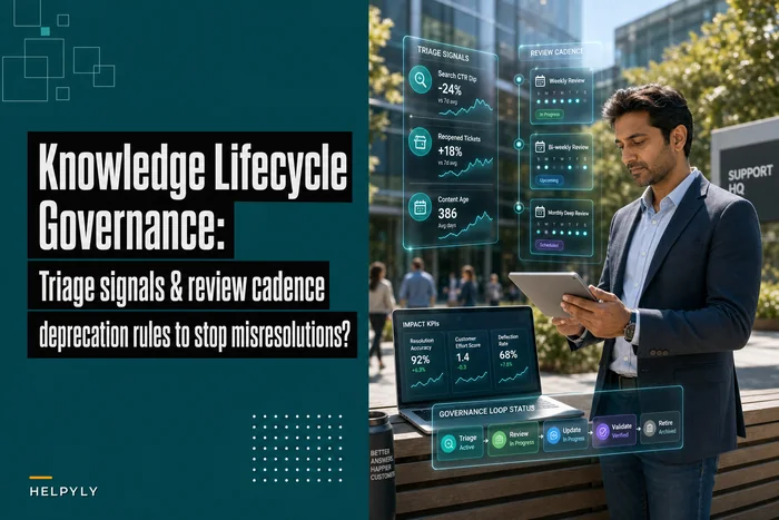 Knowledge lifecycle governance: triage signals, review cadence and deprecation rules to stop misresolutions