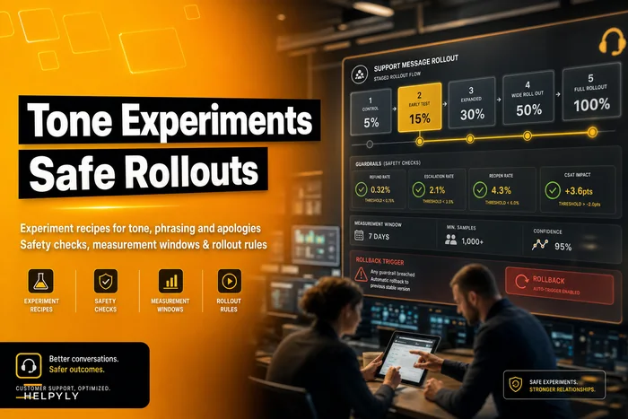 Tone tests that don't backfire: experiment recipes, safety checks and rollout rules for support messages