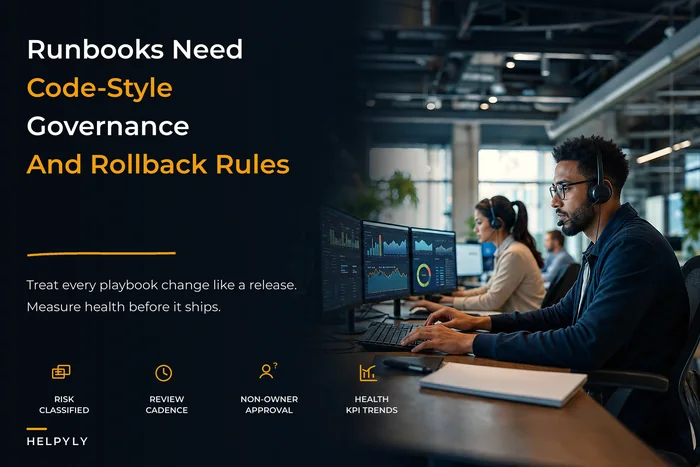 Treat support playbooks like code: runbook observability, CI-style governance and rollback rules for resilient processes