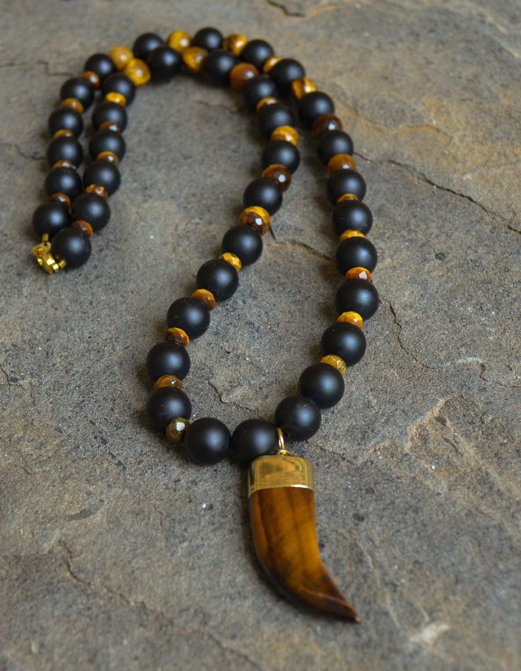 Matte Black Tiger Eye Necklace