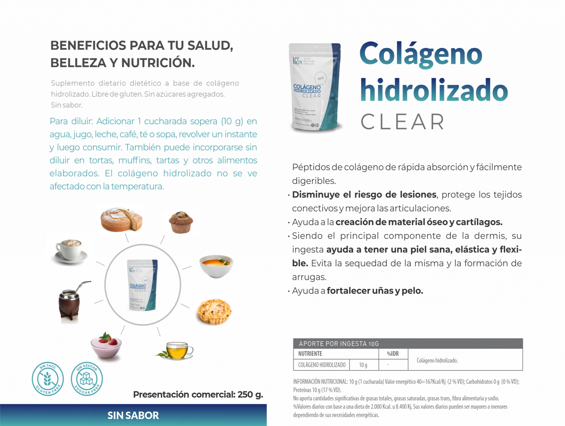 Colágeno Clear hidrolizado Hydor 250gr