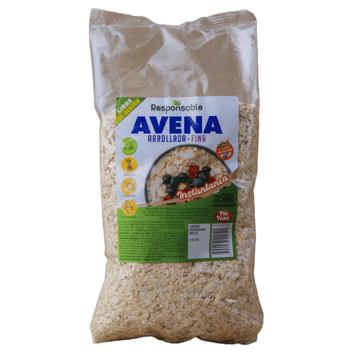 Avena instantánea 500g Yin Yang Sin gluten