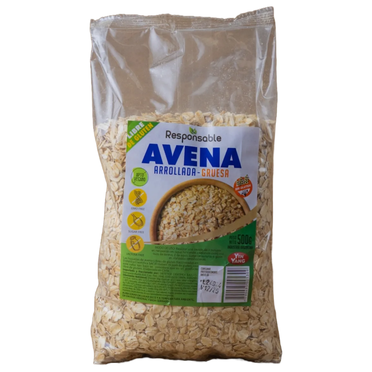 Avena gruesa 500g Yin Yang Sin gluten