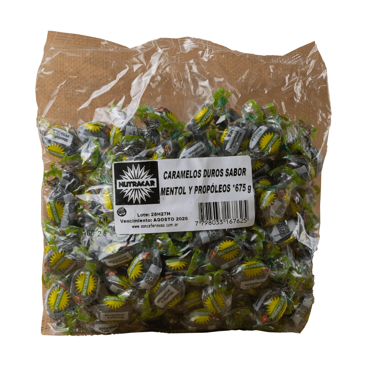 Caramelo Mentol y Propóleo 675g Nutracar