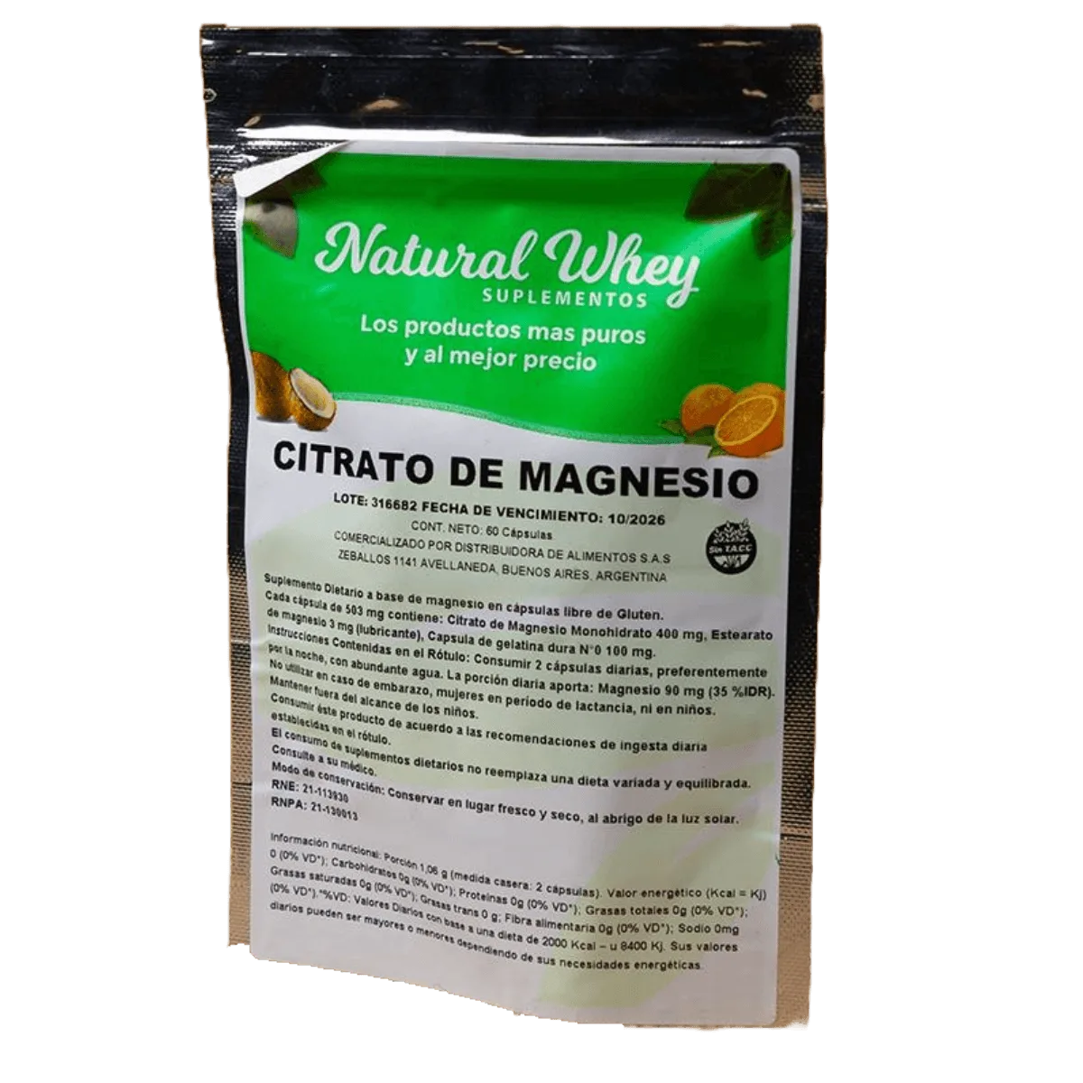 Cápsula citrato magnesio Natural Whey 60u