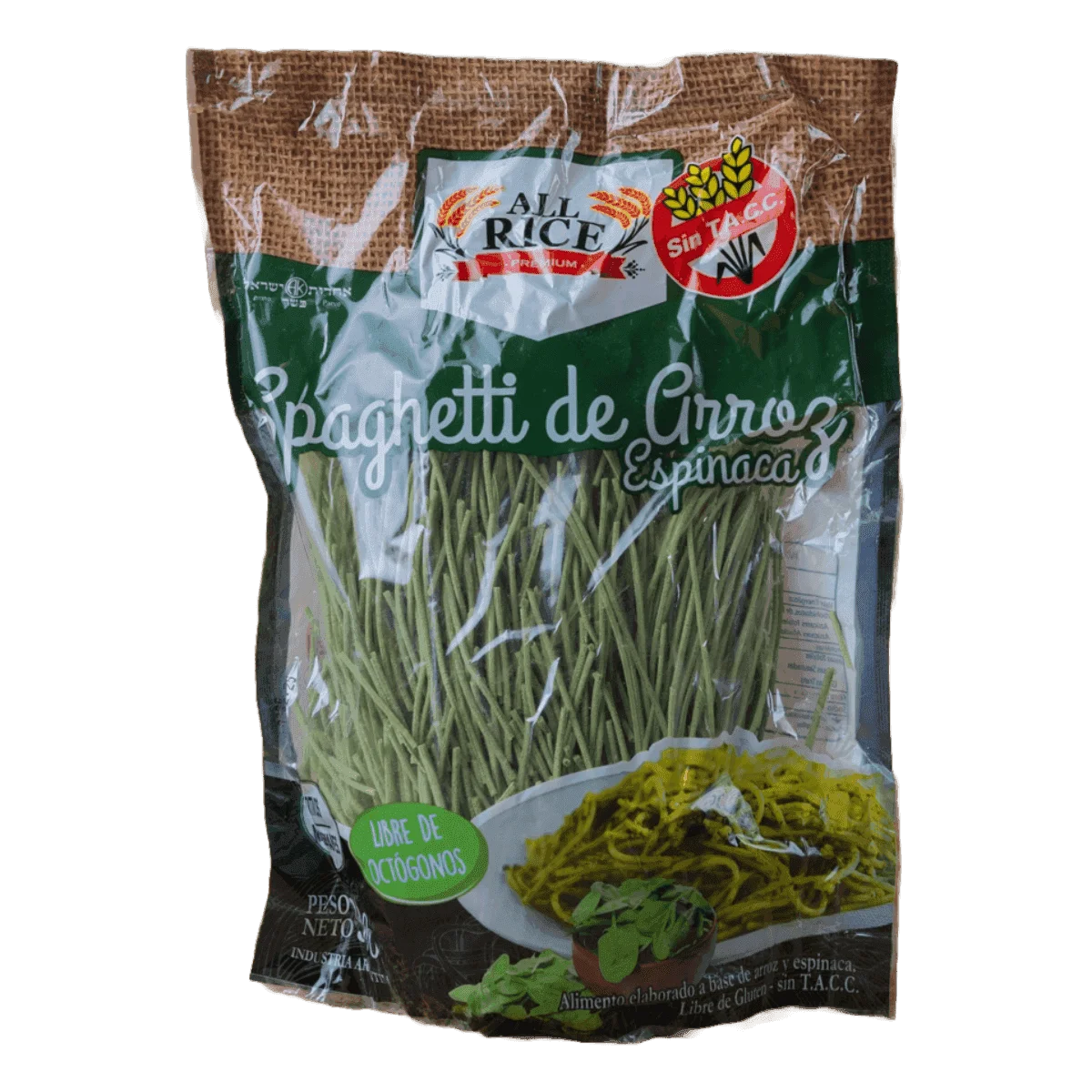 Fideo arroz espinaca 300gr All Rice