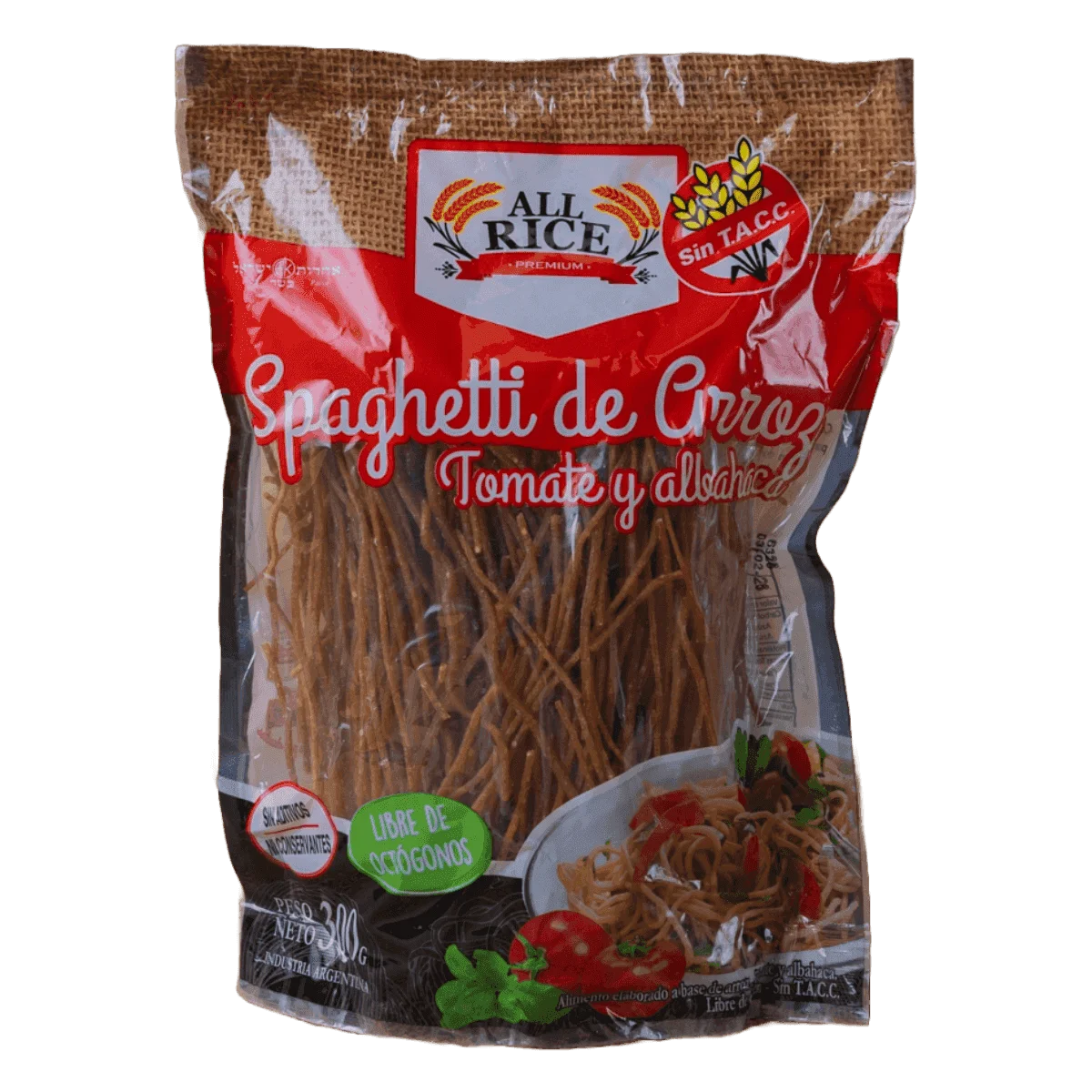 Fideo arroz tomate albahaca 300gr All Rice