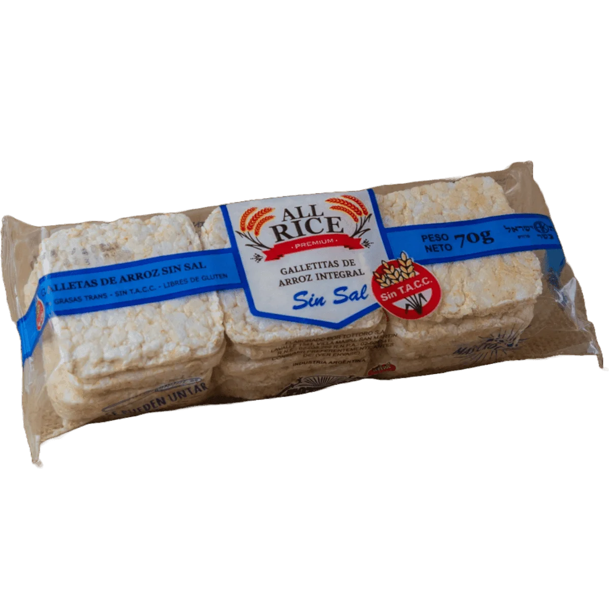 Galleta arroz sin sal 12u 70gr All Rice